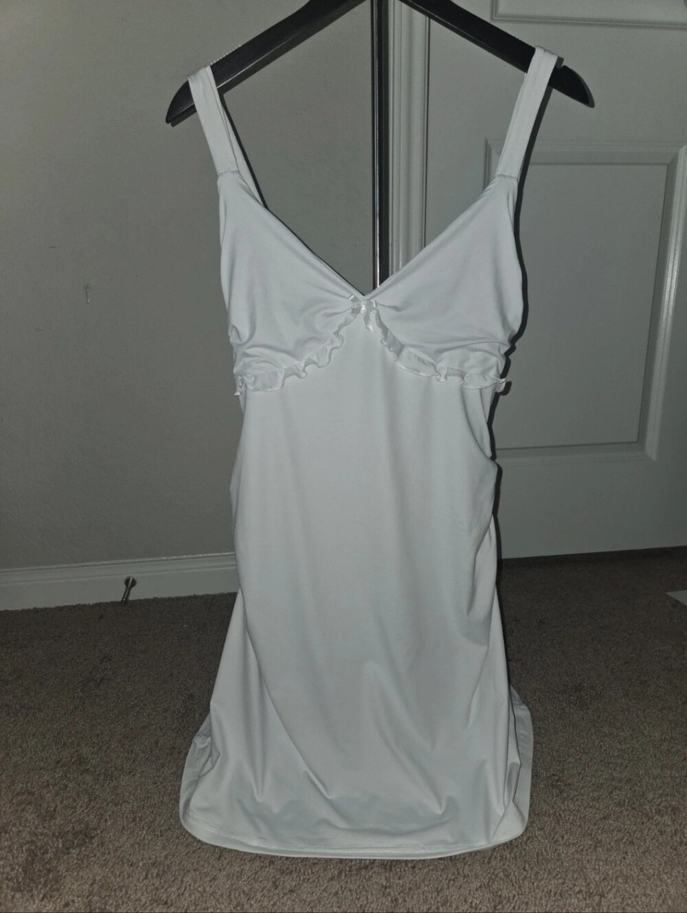 Vintage Y2K Style White Ruffle Underbust Slip Mini Dress / Loungewear Chemise